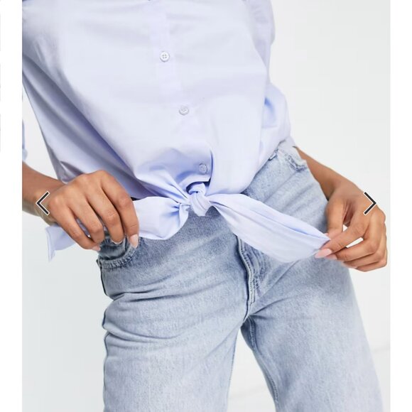 Gestuz Ibby Crop Shirt in Light Blue Front Tie Size 38/M 6 - Picture 4 of 10